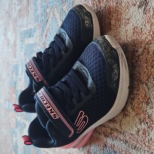 Skechers Microspec Max Epic Brights Athletic Sneaker Navy and Pink Size 12.5